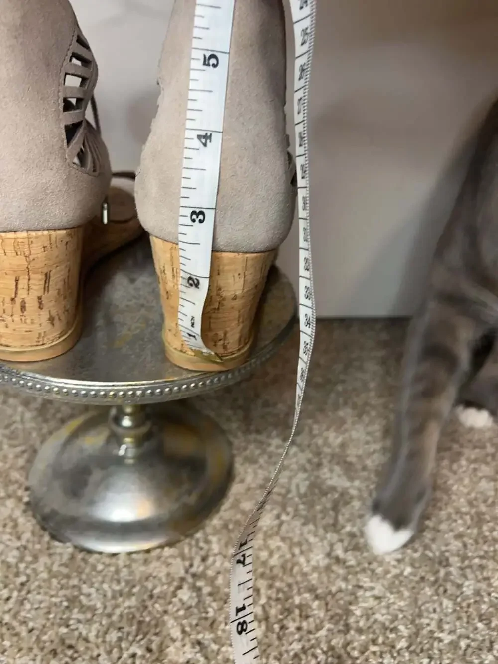 Dolce Vita Taupe Suede Lace-Up Cork Wedge Sandals Size 9